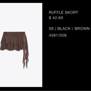 Zara Black and Brown Ruffle Skort